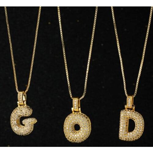 Zirconia Crystal A-Z 26 English Letters Pendant Necklaces for Men Women Punk Initials Name Necklace Fashion Hip Hop Goth Jewelry