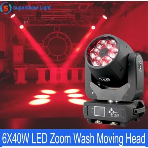 Bee Eye Moving Head Beam 6x40W LED Lyre Wash Dj Lighting Projector RGBW Zoom Stage Lighting Effect Dmx Control For Club Disco