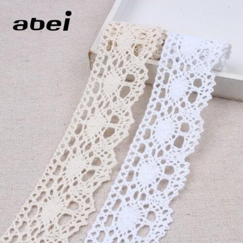 4cm 5Yards Hollow Ribbon Cotton Lace Trims Sewing Fabric Accessories DIY Wedding Crafts Handmade Embellishment