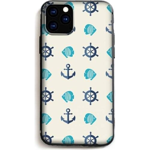 Striped anchor boat ship wheel Phone Case for iPhone 11 12 Pro mini pro XS MAX 8 7 6 6S Plus X 5S SE 2020 XR phone case
