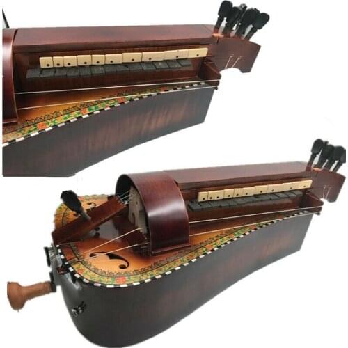 Birds eye Maple wood 6 strings 24 keys Hurdy Gurdy,inlay shell and drawing