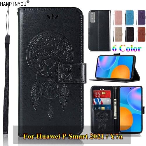 For Huawei P Smart 2021 / Y7a 6.67" 3D Pattern Owl Luxury Flip PU Leather Case Card Insert Slots Wallet Stand Holder Cover Shell