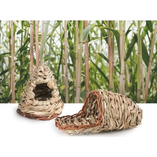 Grass Weave Shoes Shape Hamster Sleeping House Cage Nest Hamster Rat Mouse Chewing Playing Toys