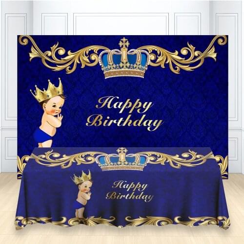 Party Backdrop And Tablecloth Royal Blue Boy Birthday Baby Shower Party Phtography Background Photocall Photo Studio Wallpapers
