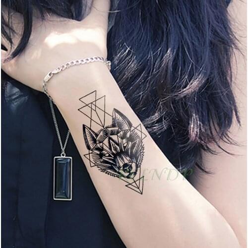 Waterproof Temporary Tattoo Stickers Wolf Dog head fake Tatto Geometric animal Flash Tatoo Hand Back Foot for Girl Women Men