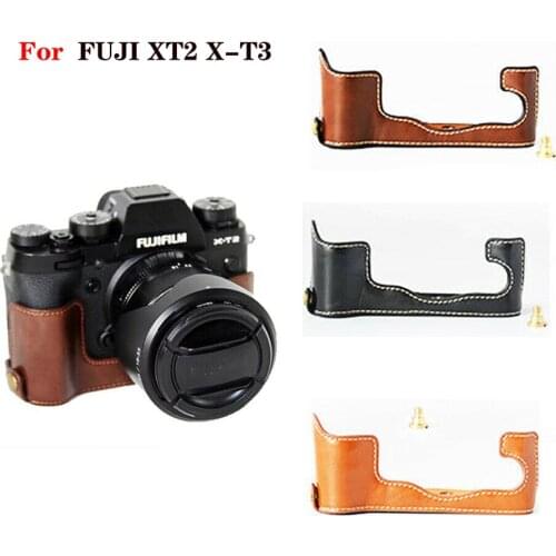 Pu Leather Case Bottom Opening Version Protective Half Body Cover Base For FUJI XT2 X-T3 Fujifilm XT2 XT3 Open battery