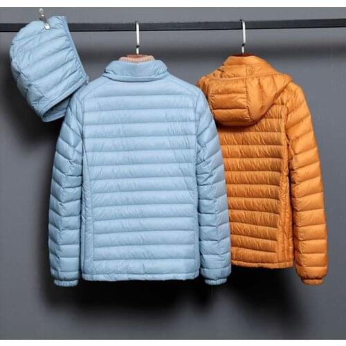 Fall Winter Women Ultralight Thin Down Jacket White Duck Down Hooded Jackets Remove Hat Warm Coat Parka Female Portable Outwear