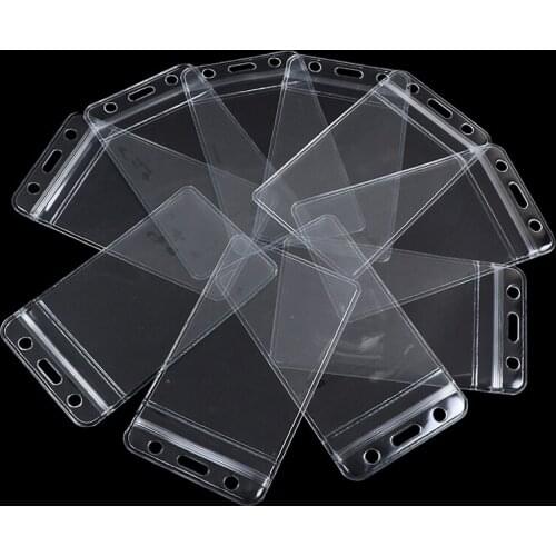 10Pcs/lot Vertical Transparent Vinyl Plastic Clears ID Card Bag Case Badge Holder Accessories 117mm X 67mm