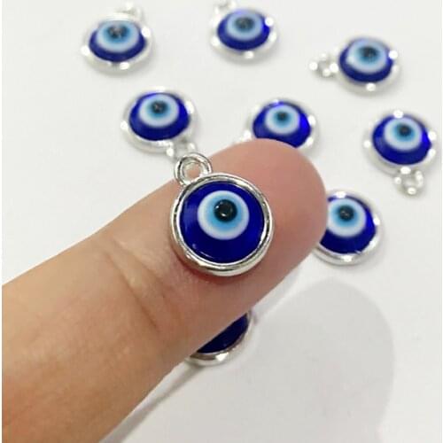 10pcs Cute Mini Resin Turkish Evil Eye Charms Lucky Demon Eye Necklace Pendants Diy Accessory for Jewelry Make