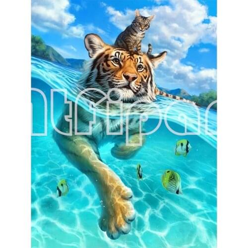 5D DIY Diamond Painting Animal Tiger Cross Stitch Kit Full Square Diamond Embroidery Rhinestone Mosaic Home Decoration Picture