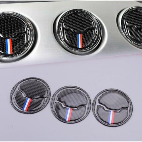 9pcs/Set Car Dashboard Console Air Vent Outlet Cover Trim Carbon Fiber Black Fit for Ford Mustang 2015 2016 2017 2018 2019