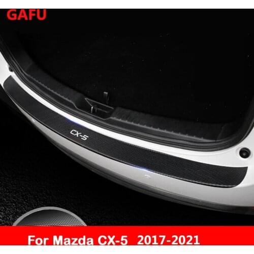For Mazda CX 5 CX5 2018 2019 2020 2021 Accessories Carbon Fiber PU Inner Rear Bumper Protector Plate Cover Trim