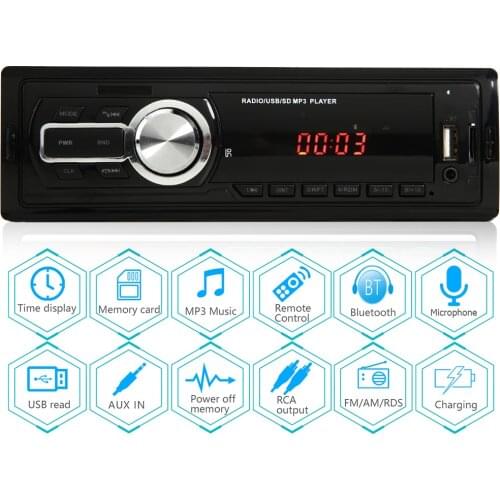 VODOOL 1Din Car Radios Stereo Bluetooth Remote Control AUX-Input USB/RCA FM Audio MP3 Player In-Dash Auto Radio