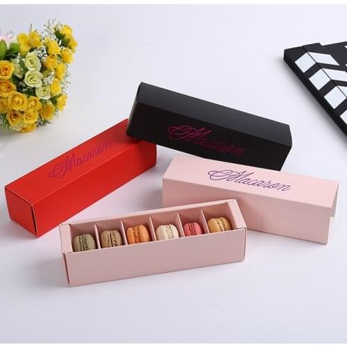Free shipping 50 pcs 20x5.3x5.3cm top grade 6 cups drawer type macaron packaging box wedding DIY handmade cookie packaging boxs