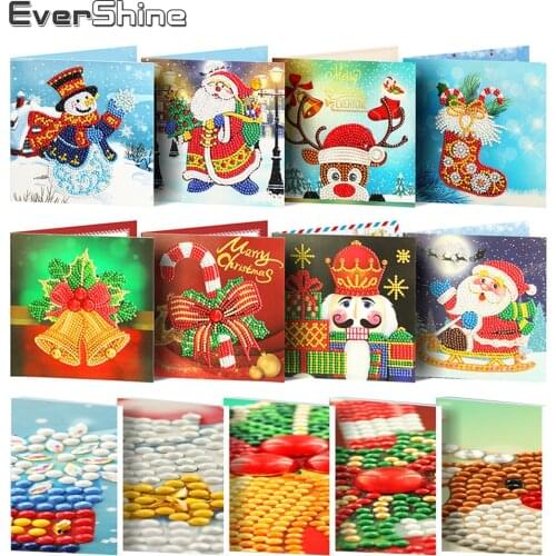 EverShine DIY Cards Diamond Painting Greeting Postcards Diamond Embroidery Santa Claus Picture Rhinestones Diamond Mosaic Kits