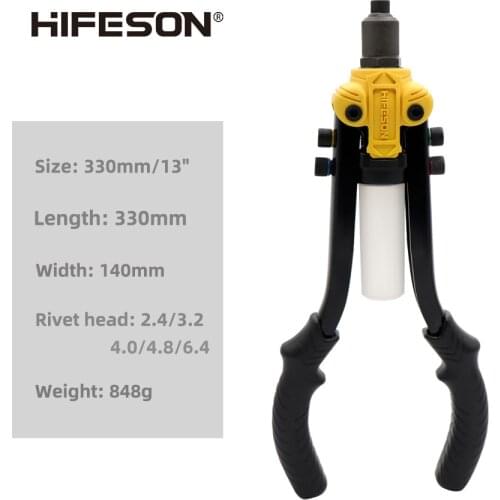 HIFESON 13" Rivet tool Riveter Gun Hand Riveting Kit Nuts Nail Gun Household Repair Tools 2.4/3.2/4.0/4.8/6.4mm