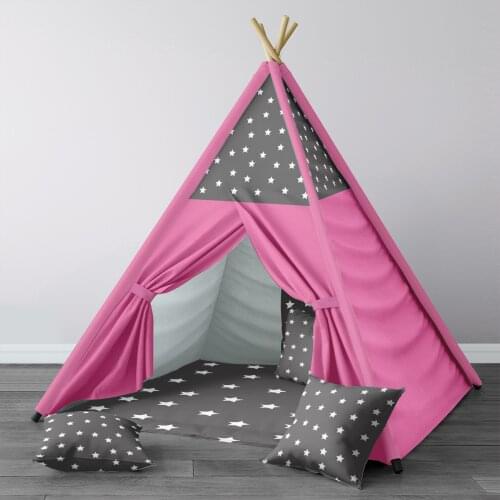 Play Tent for Kids Wigwam Portable Indoor Playground Tents Children Bedrooms Pink Black Stars Model 1397