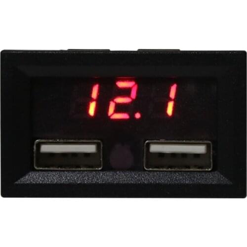 D7WA 12V Lead Acid Battery Capacity Indicator Voltage Car Power Display with Dual USB Charger 5V 2A