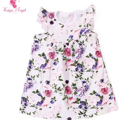 Kaiya Angel Baby Dress Spring Floral Girls Dresses Kids Summer Clothes Toddler Girl Dresses 1-8T Children Clothing