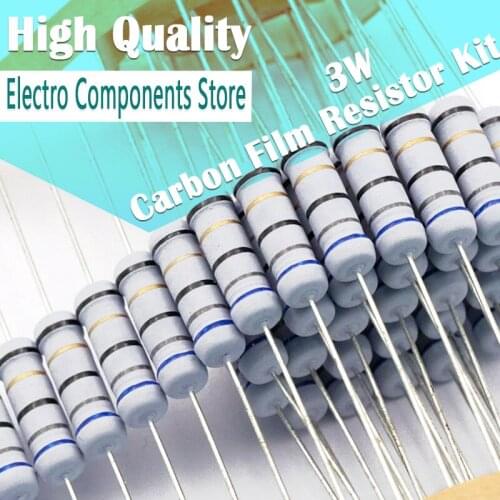 150PCS 3W Carbon Film Resistor Kit 5% 1K - 820K 1K 1K5 2K 2K7 3K3 10K 15K 20K 27K 33K 100K 150K 200K Ohm Oxide Film Resistance