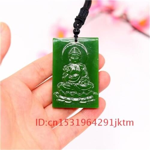 Pendant Jewelry Men Buddha Chinese Women Hand Necklace Carved Natural Jadeite Jade Fashion Green Charm Amulet for Gifts
