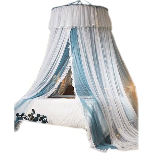 New Princess-Style Mosquito Net Household Summer Ceiling Dome 1.5 M Double-Sheet Tent Yarn Punch-Free Installation Mosquito Net