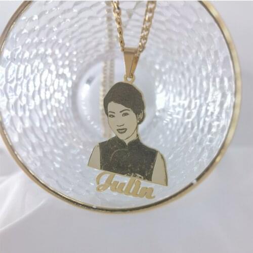 Custom Personal Name Photo Picture Pendent Necklace Custom Name Cartoon Character Necklaces Pendants Kids Nameplate Jewelrly