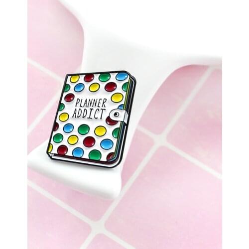 Lovely colored wavy dot notebook Enamel Brooch planner addictive Book pin badge literary enthusiast childrens jewelry