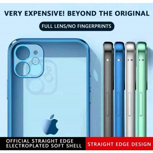 Clear Matte Mobile Phone Case Plating Square Frame Protective Cover Precise Hole Full Len Phone Shell For iPhone 11 12 Pro Max
