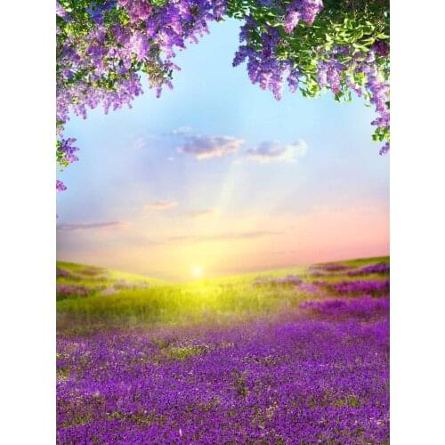 Romantic Purple Foral Vinyl Backdrops for Photography Sunset View Vintage Wedding Photo Backgrounds Studio Baby Photo Props