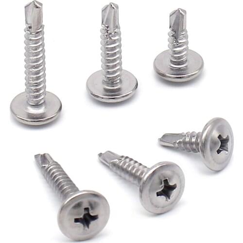 #304 Stainless Steel Self-Drilling Screw Modified Truss Head, Phillips Drive Thread Type BSD