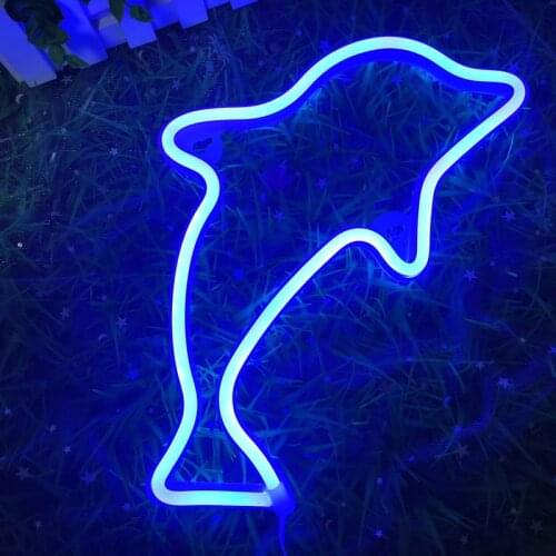 LED Dolphin Neon Fairy Christmas Lights Sign USB Battery Operated Indoor For Bedroom Wall Festoon Garland Wedding Decoration