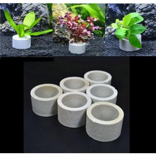 Aquarium Decoration Ceramic Fish Tank Plant Fixing Pot Polka Water Plants Potted Planting Cylinder Cup Fish Aquarium Ornament