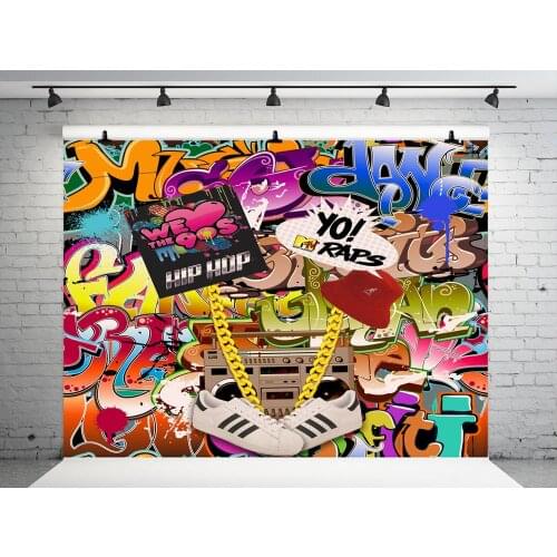 VinylBDS Back To 90S' Graffiti Wall Photography Backdrops Daikin Chain Backgrounds For Photo Studio Children Photo Backdrop