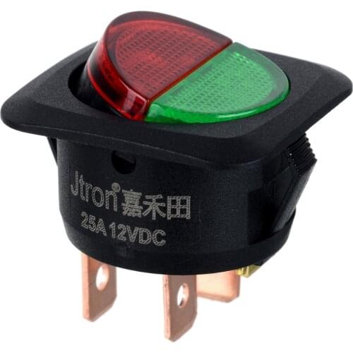 High quality Jtron car rocker switch 26*26mm DIY switch for car boat 12v 25A red/green light
