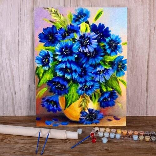 Adult Flower Painting By Numbers Complete Kit Oil Paints 40*50 Canvas Pictures Handmade Crafts Adults Handicraft Wholesale