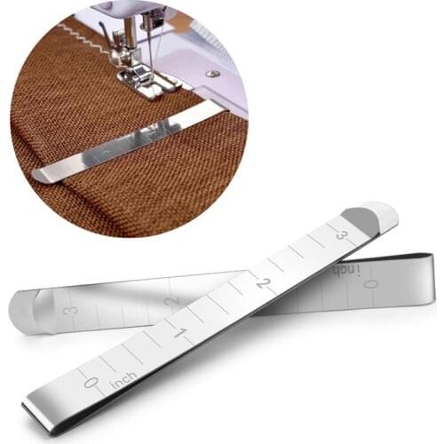 Stainless Steel Sewing Clips Hemming Crimping Clips With Built-in Marking Accessories 3Inches Measurement Quilting Ruler