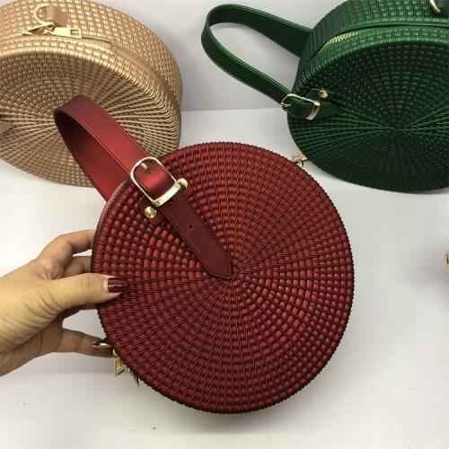Crossbody bag Ins Chic Girl Crossbody Bag Matte PVC Jelly Rattan Bag Fashion Woven Female Round Candy Color Messenger Bags