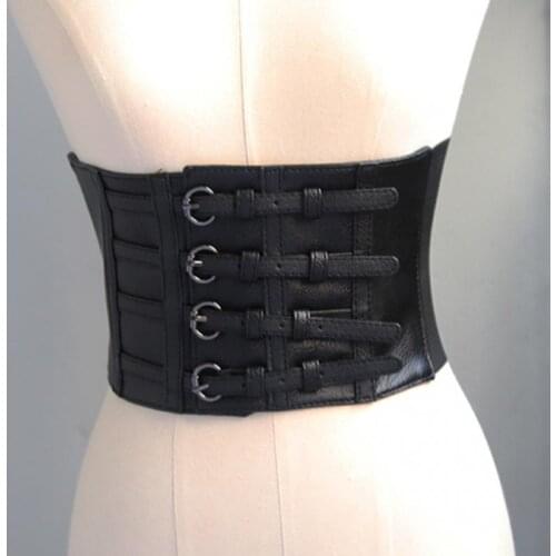 1Pc Ins Punk Black Wide Belt Women Girdle Fashion Cool with Suit Female Corset Elasticity Europe America Adjustable Ladies Belt