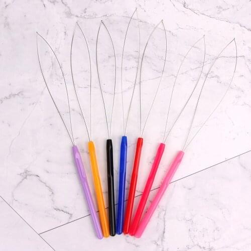 1Pc Hair Extension Tool Micro Ring Bead Pulling Hoop Loop Feather Threader Hair Styling Tools Accessory Hook Needle