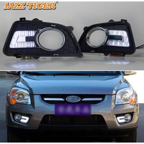 12V Daytime running lights For Kia Sportage 2009 2010 Drl with turn signals LED For car auto DRL Fog lights headlights Foglamps