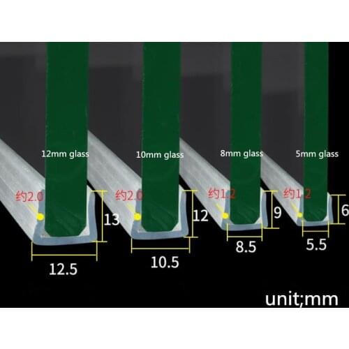 2m / lot U-shaped silicone rubber shower door glass window seal weathering strip for 5/8 / 10/12mm glass