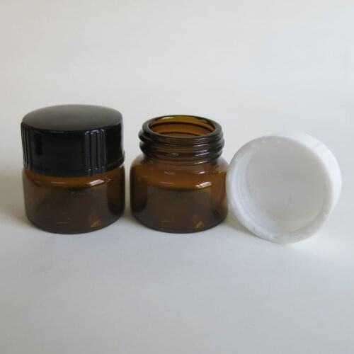 24 X 5G Empty Portable Sample Amber Glass Make Up Jars Containers 5cc Refillable Brown Cosmeitc Packaging