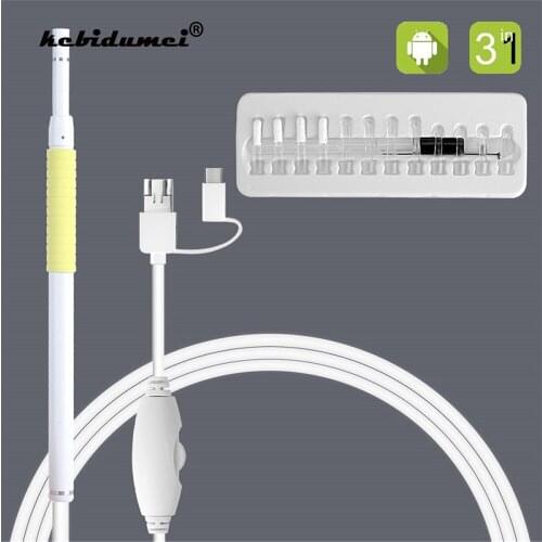 3 in 1 Ear Endoscope 2m cable Visual dig ear spoon 5.5mm Mini Camera Diagnostic Tool Health Care Visual Ear Cleaning Ear Pick