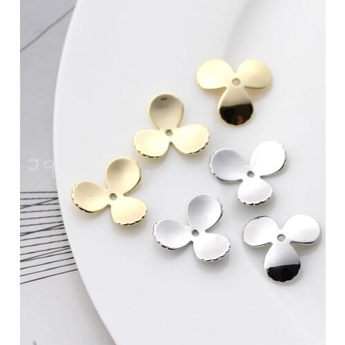 15.5*2.8mm,5pcs 24K Champagne Gold Color Plated Stainless Steel,Clover Spacer Beads 1 Hole Bracelet Charms Accessories