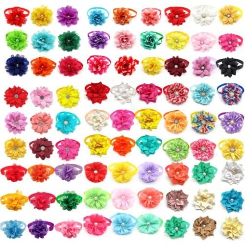 50 Pc Pet Product Mix Flower Style Dog Bow Ties Adjustable Pet Dog Collar Bowties Pet Supplies Dog Grooming Accessories Bow Tie