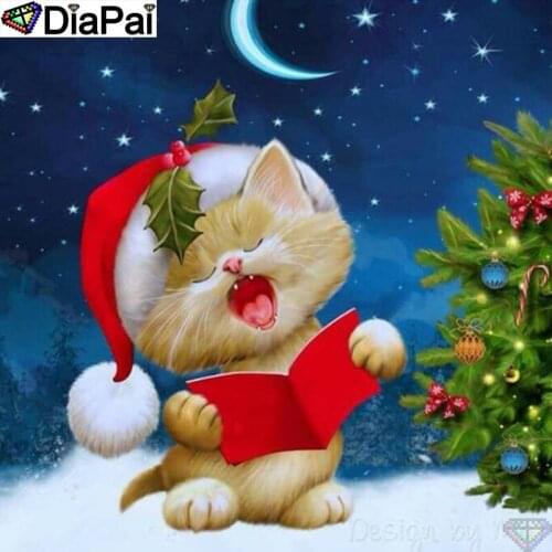 DIAPAI Square Round Drill 5D Diamond Painting Environmental Crafts Full Diamond Embroidery "Cat moon scenery" Home decor A26785