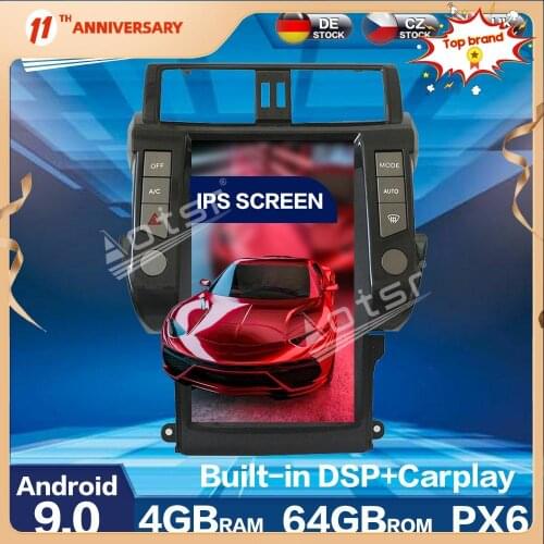 Aorts 13.6" Tesla Style PX6 Android 9 4+64GB For TOYOTA Land Cruiser Prado 150 2010-19 Radio Pla13yer Auto Stereo GPS Navigation