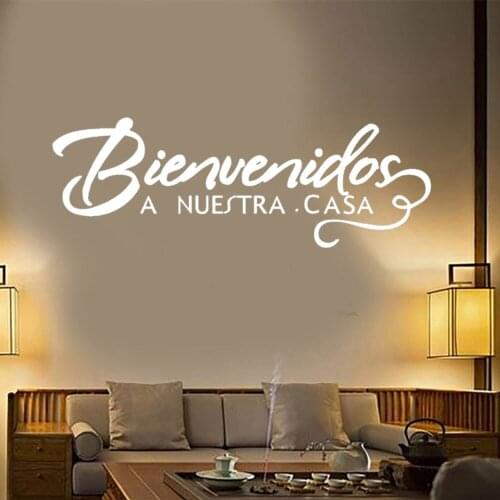Spanish Quote Welcome to Our Home Vinyl Art Wall Sticker Decorative Removable Decals Bienvenidos a nuestra casa cx426
