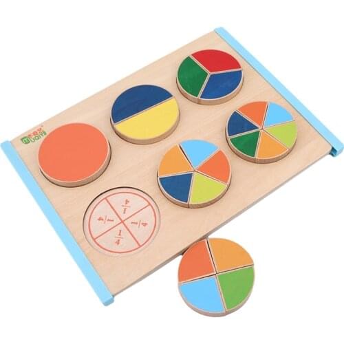 Circle Shape Baby Early Learning Wood Mathematical Development Intelligence Toy Fraction Board Kids Wooden Education Puzzle Toy